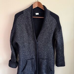 Poetry Textured Longline Cardigan Shawl Collar Open Front Minimalist Coatigan